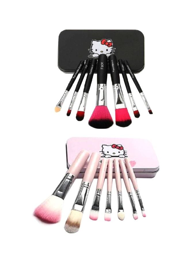 سي اي تي سي 14 فرشاة مكياج مع حافظة وردي/أسود/فضي - Image 1