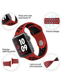 porodo Wrist Band For Apple Watch Nike + Red/Black  - Image 2