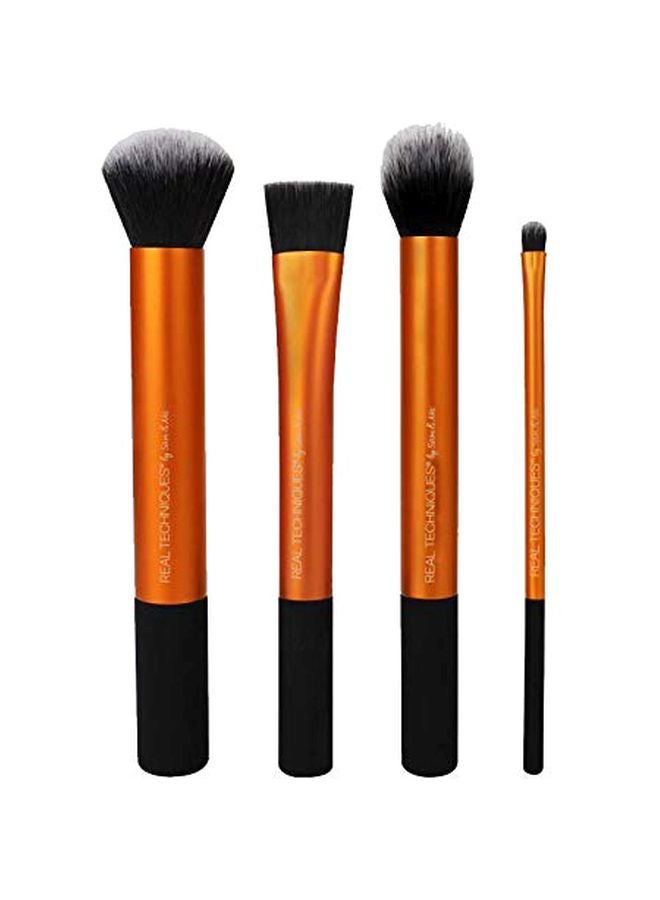 Nohunt 4-Piece Real Techniques Makeup Brush Set Orange/Black - Image 1