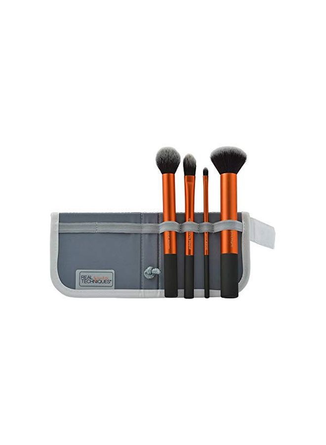 Nohunt 4-Piece Real Techniques Makeup Brush Set Orange/Black - Image 2