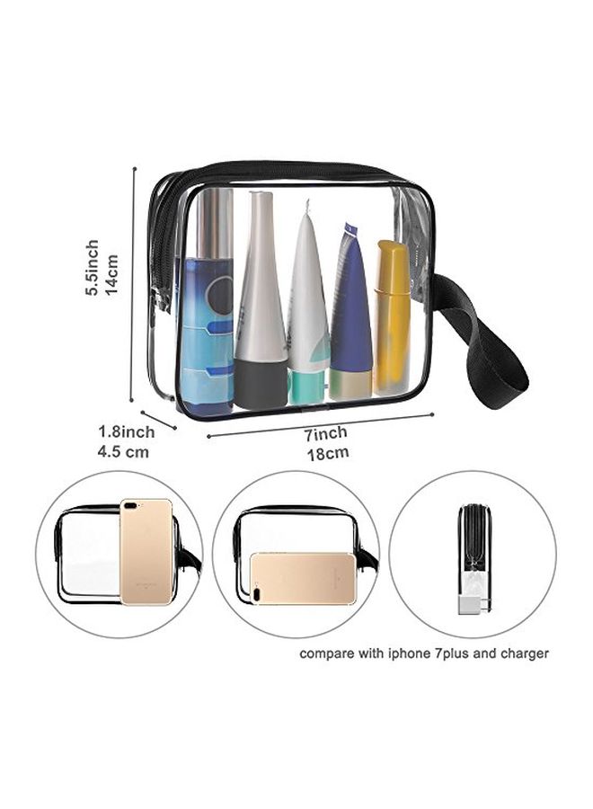 Sariok - 3-Piece Cosmetic Carry Bag Set Clear/Black - Image 1