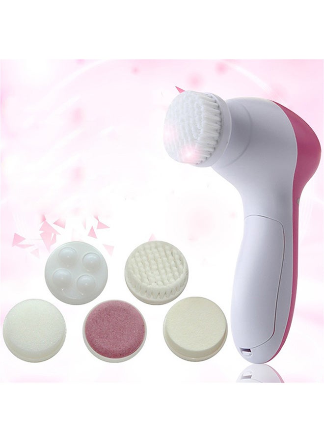 Generic 5-In-1 Electric Face Cleansing Massage Brush Set White/Pink 13.5 x 10 x 3centimeter - Image 3
