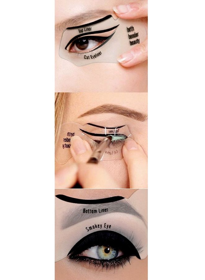 OUT OF BOX 3-Piece Cat Eyeliner And Eyeshadow Stencil White - Image 2