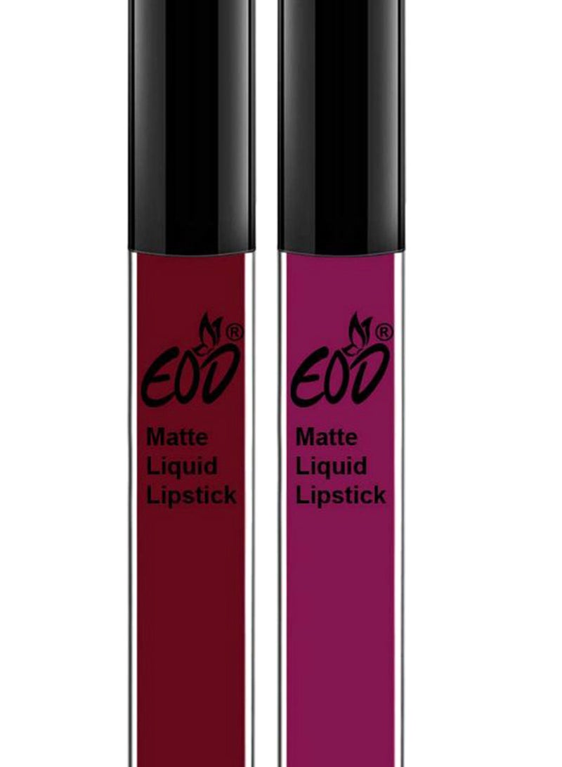 EOD 2-Piece Long Lasting Liquid Lipstick Set Maroon/Purple - Image 2
