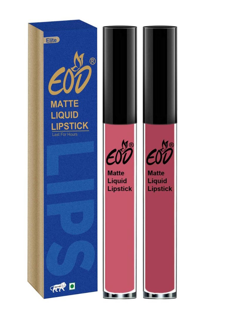 EOD 2-Piece Liquid Matte Lipstick Set Peaches Pink/Pinkish Nude - Image 1