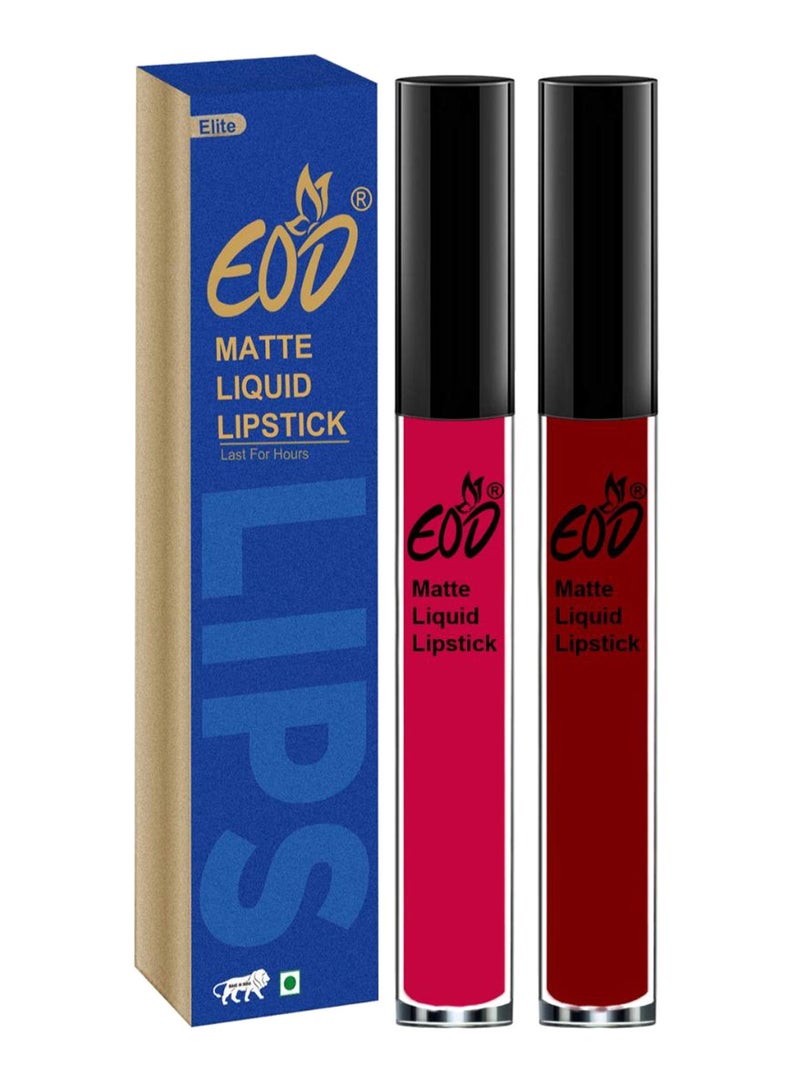 إي أو دي مجموعة أحمر شفاه سائل مطفأ اللمعة من مجموعة إليت مكونة من قطعتين ماجينتي باشون/ أحمر داكن - Image 1