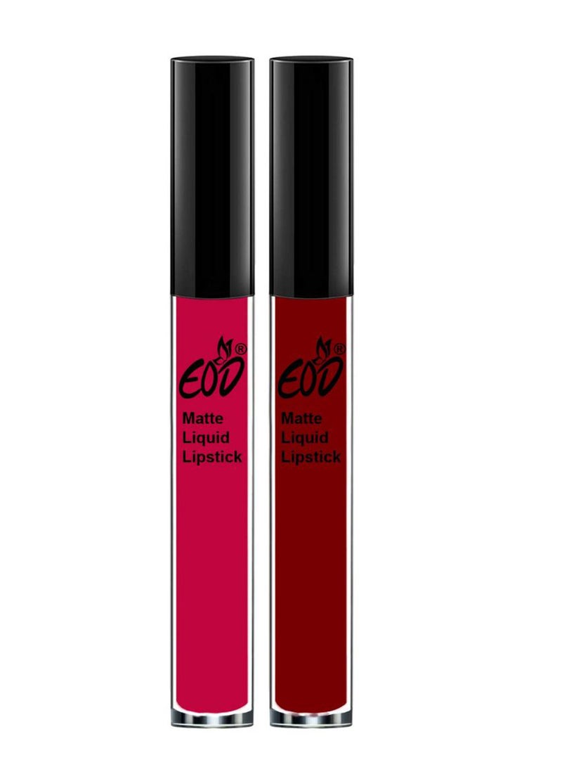 إي أو دي مجموعة أحمر شفاه سائل مطفأ اللمعة من مجموعة إليت مكونة من قطعتين ماجينتي باشون/ أحمر داكن - Image 2