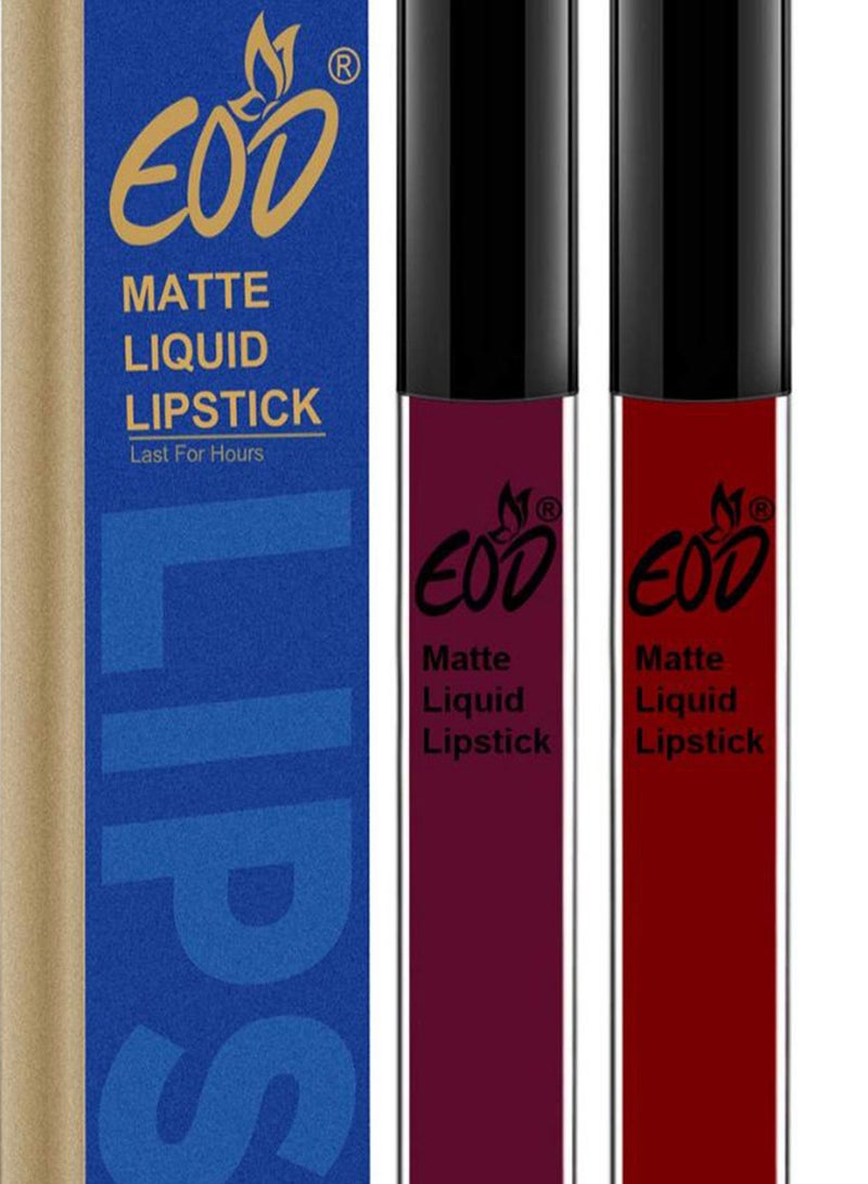 EOD 2-Piece Long Lasting Matte Liquid Lipstick Set Maroon/Wine - Image 2