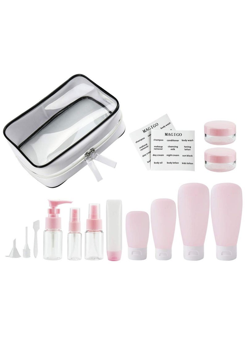 MAGIGO 16-Piece Toiletries Leak Proof Travel Bottle Set With Bag Multicolour - Image 1