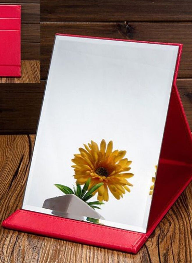 جولي مرآة مكياج قابلة للطي مع حامل قابل للتعديل أحمر - Image 2