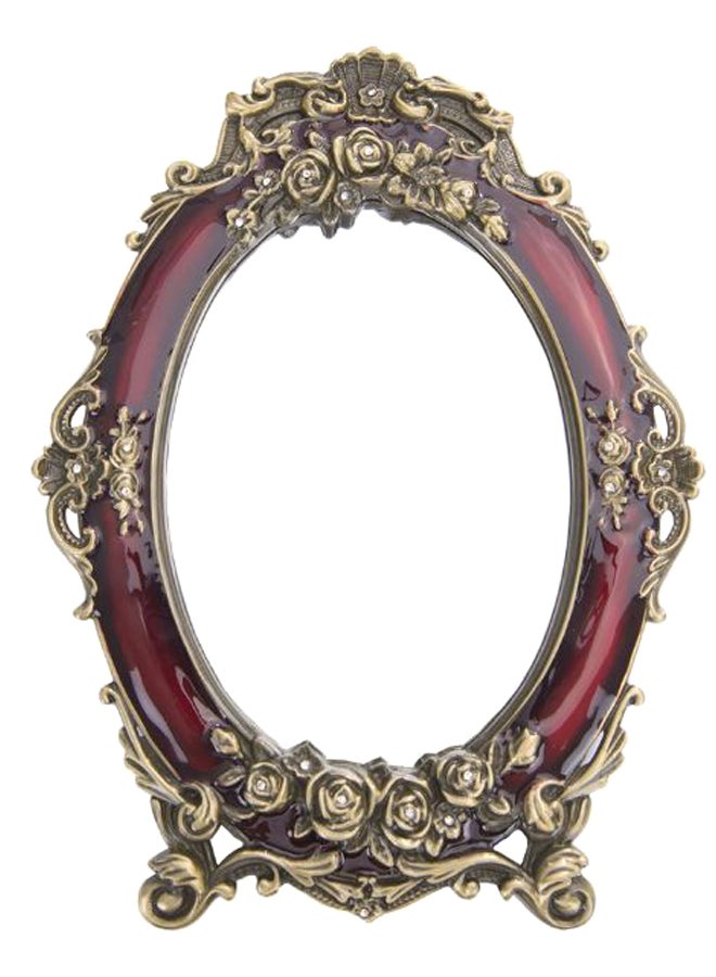 Nerien Rose Embossed Makeup Mirror With Stand Red/Gold  - Image 1