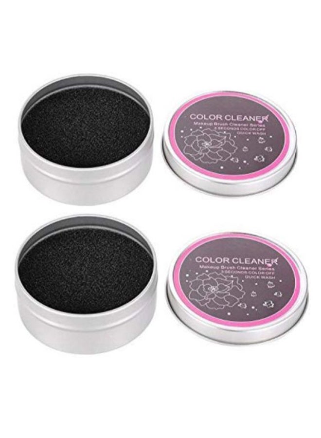 StyleZ 2-Piece Makeup Brush Colour Cleaner Sponge Set Silver/Black/Pink - Image 1