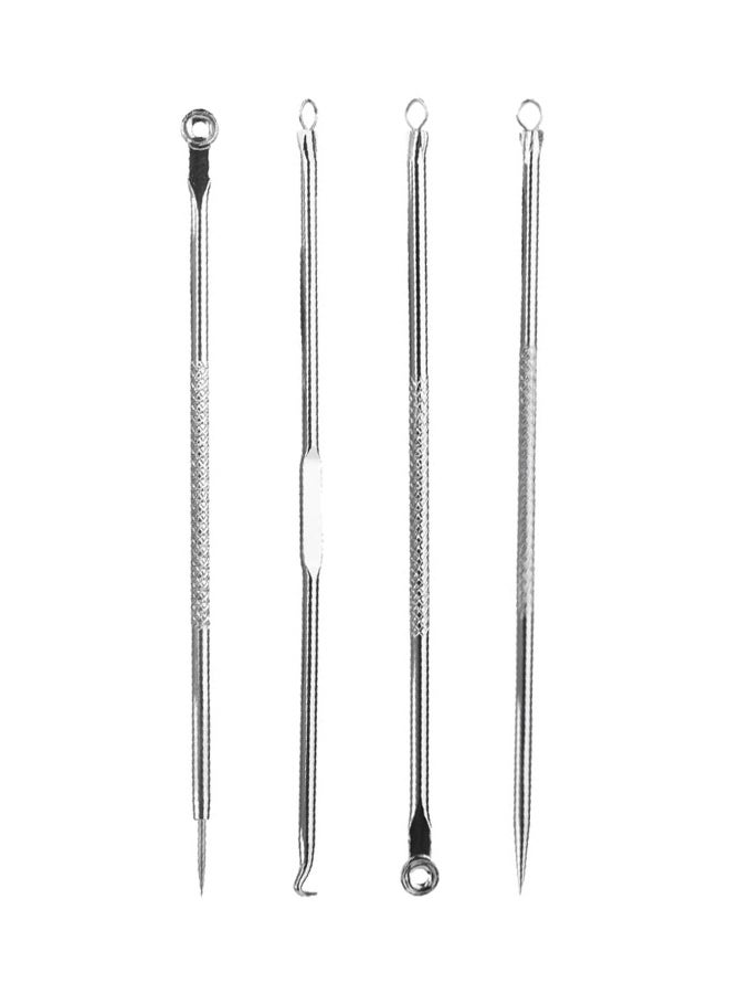 Generic Set Of 4 Stainless Steel Blackhead Remover Tool Silver 4.72inch 