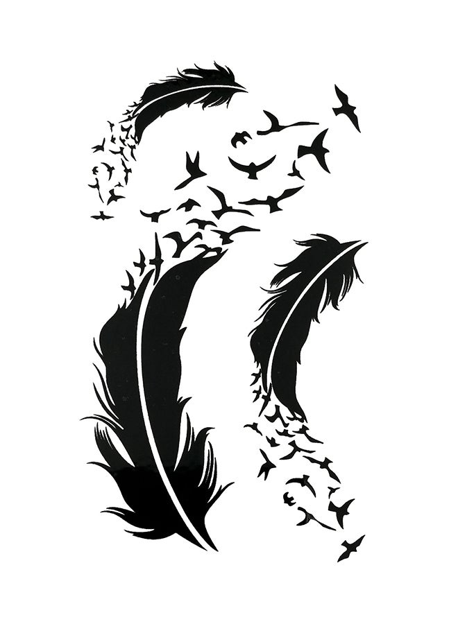 ملصق وشم مؤقت ثلاثي الأبعاد بتصميم ريشة أسود