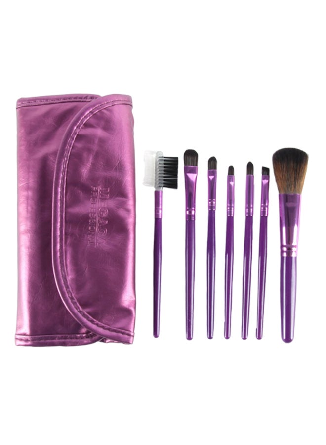 Nesa 7-Piece Makeup Brush Kit With Sleek Pouch Purple 