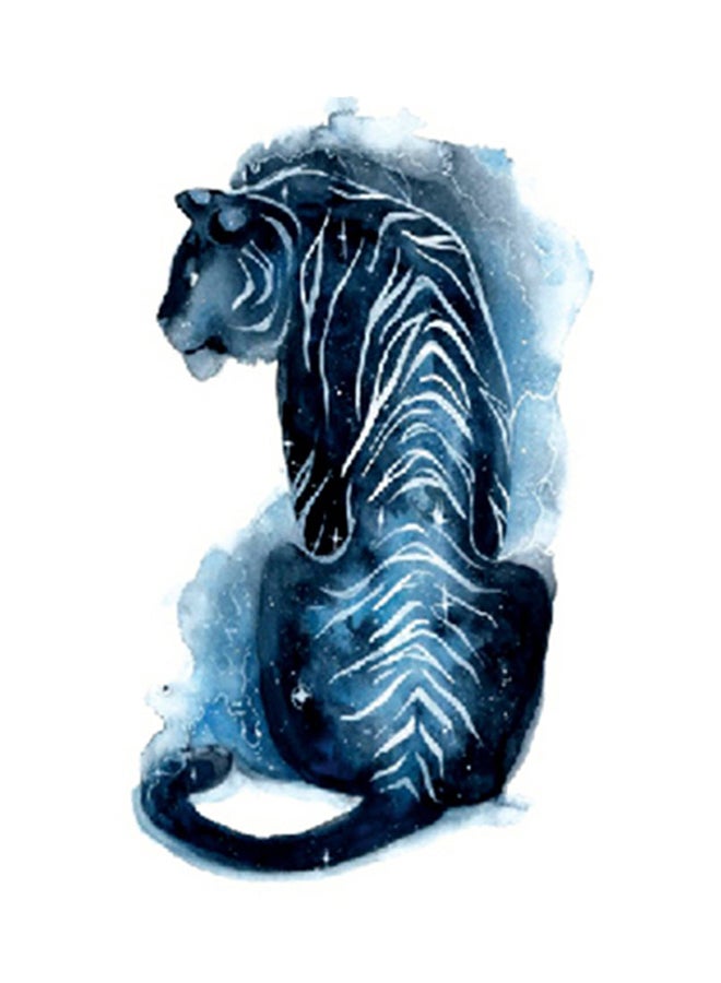 3D Lion Temporary Tattoo Design Blue/Black