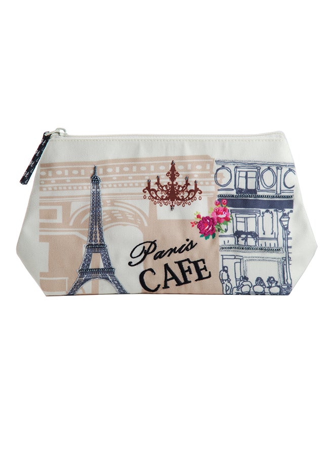 بيناكين حقيبة مستحضرات تجميل من الساتان ومزودة بسحاب وبطبعة عبارة «Paris Cafe» متعدد الألوان - Image 1