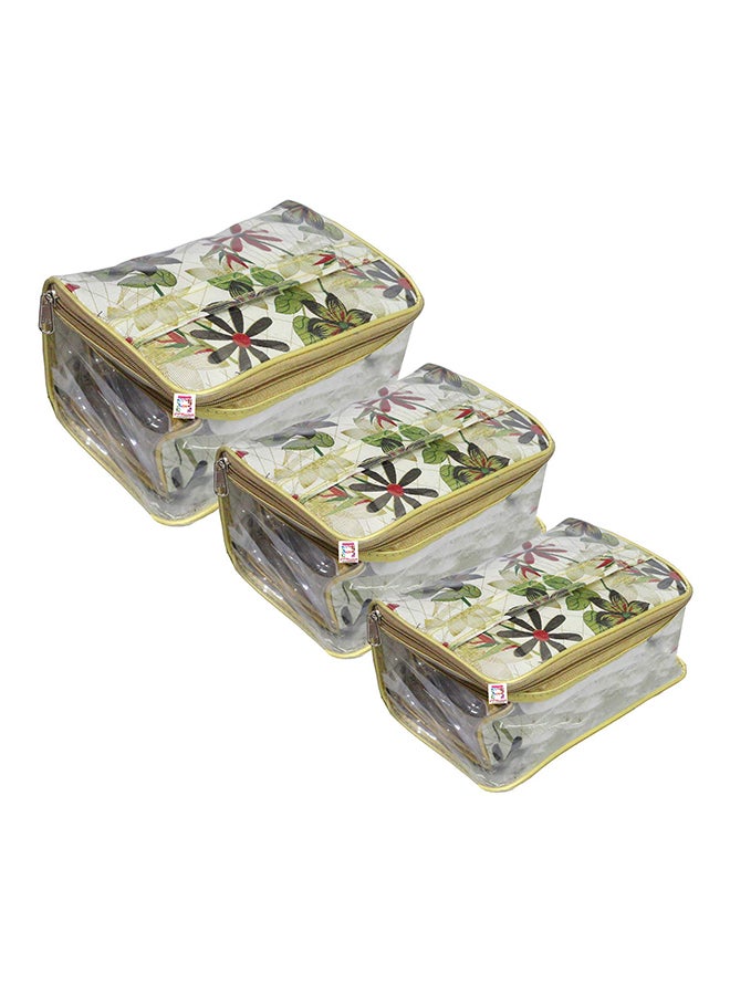 Set Of 3 Flower Print Makeup Organizer Multicolour - v1566877409/N29258806A_1