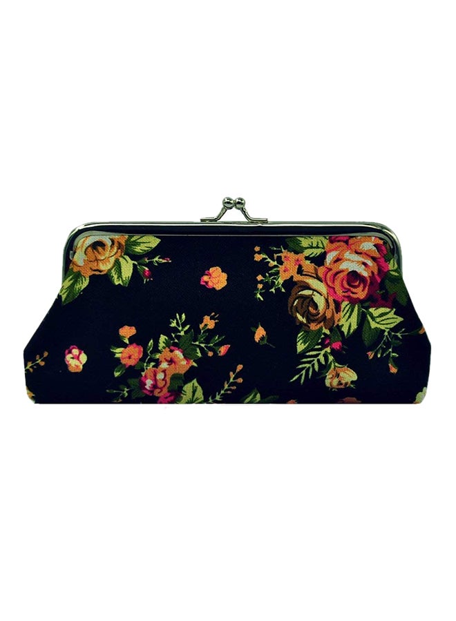 Vintage Slick Canvas Floral Clutch Kit Organiser Bag For Card Mobile Holder Multicolour