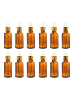 12-Piece Empty Glass Bottle With Dropper Set Brown