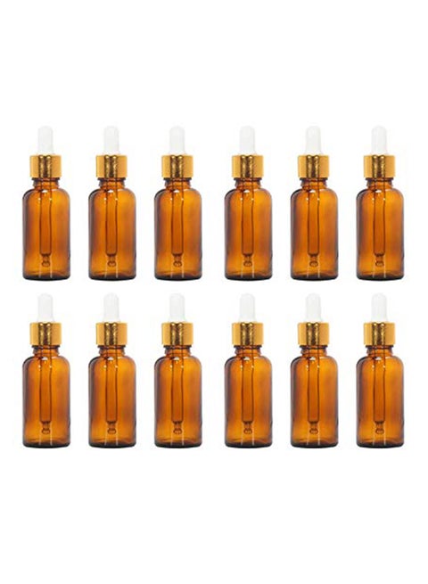 12-Piece Empty Glass Bottle With Dropper Set Brown
