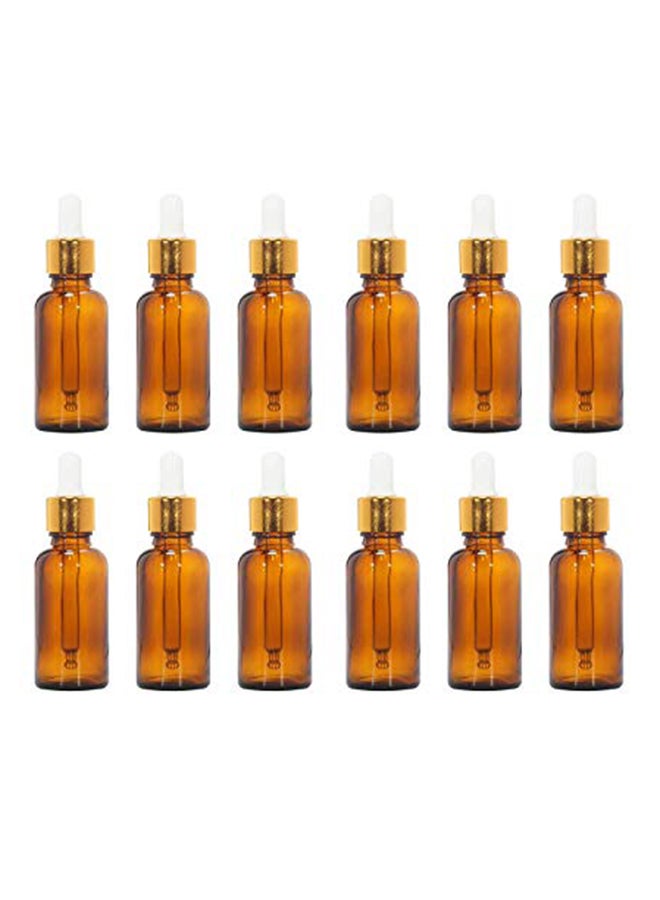 Shoponwheelz - 12-Piece Empty Glass Bottle With Dropper Set Brown - Image 1