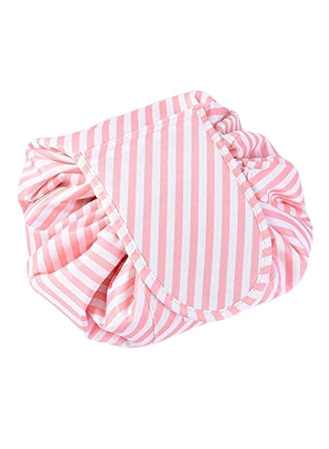 اي بي سي حقيبة تنظيم المكياج ومستحضرات التجميل متعددة الوظائف وردي/أبيض