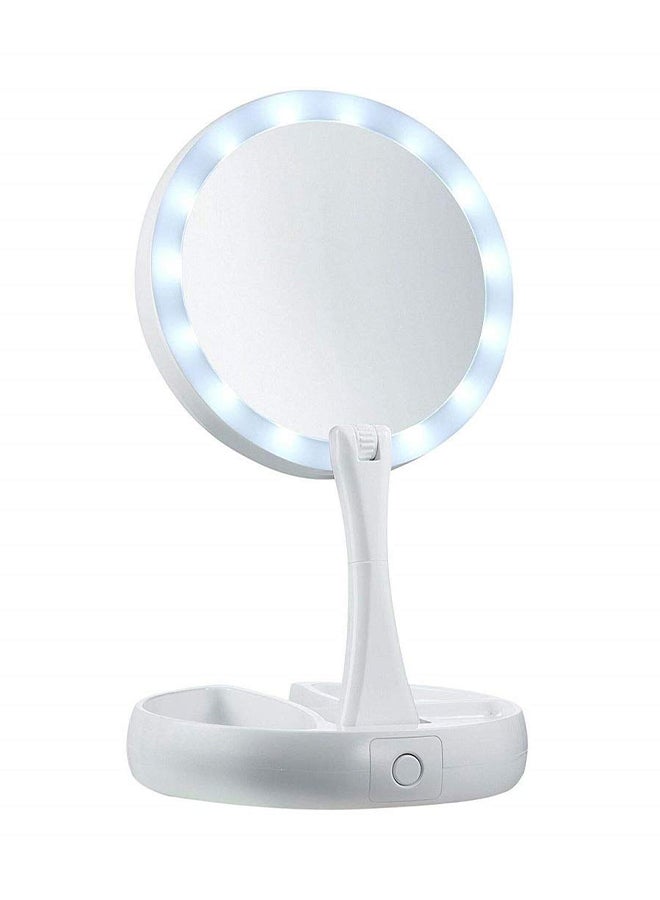 TOPHAVEN - Led Lighted Round Foldable Make Up Mirror White - Image 1