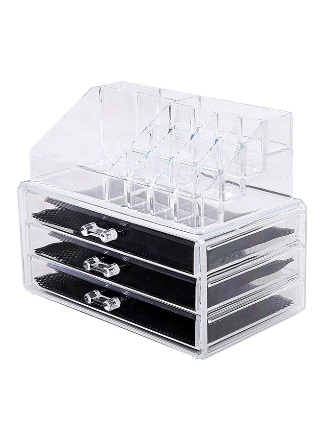 منظم مستحضرات التجميل لأحمر الشفاه مع مرآة شفاف