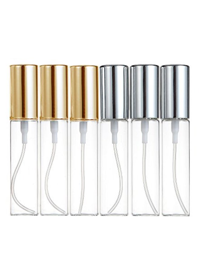 ELFENSTALL 6-Piece Travel Atomizer Refillable Perfume Bottle Set Gold/Silver