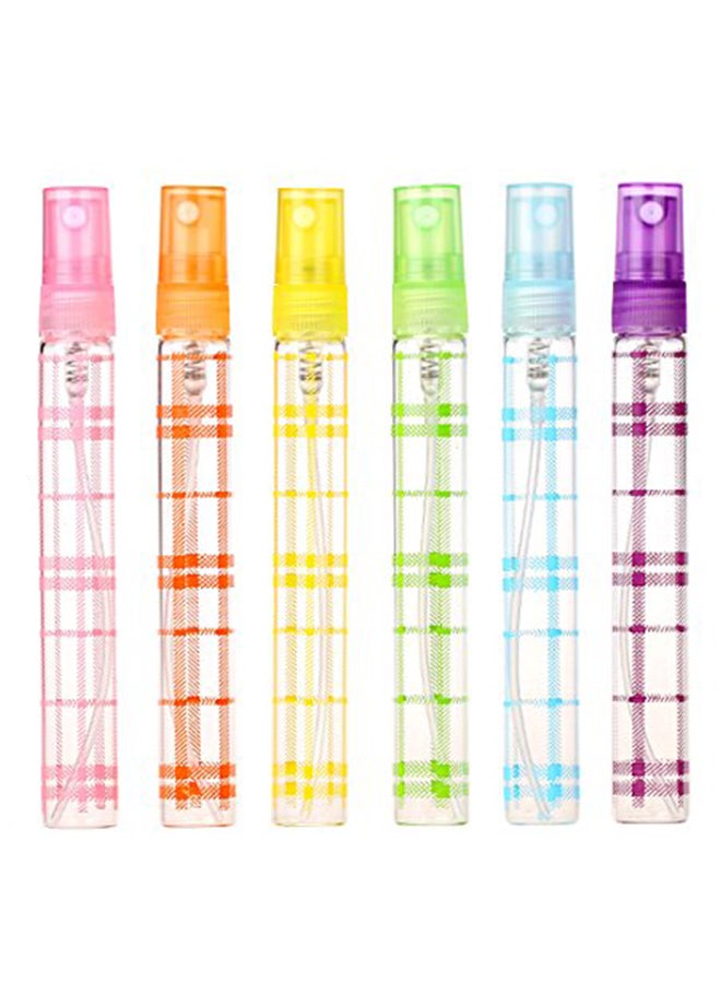 Yufeng 6-Piece Mix Grid Empty Refillable Travel Size Glass Spray Perfume Bottles Multicolour