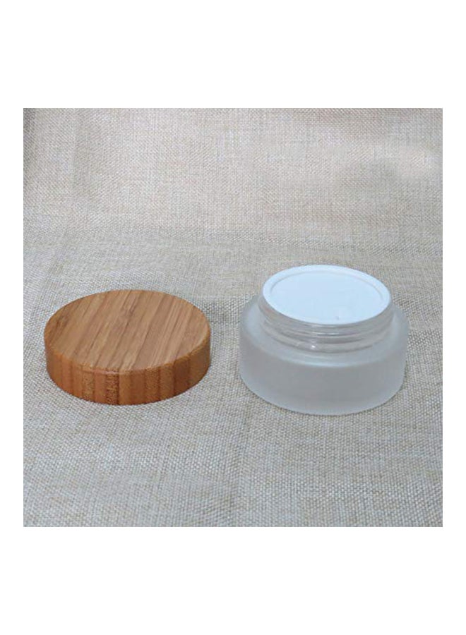 UPSTORE 2-Piece Bamboo Lid Frosted Cream Jar Set Brown/White - Image 2