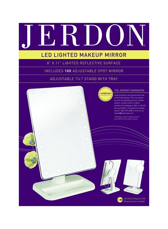 Jerdon Rectangular Led Lighted Vanity Mirror With 10X Magnification White - Image 2