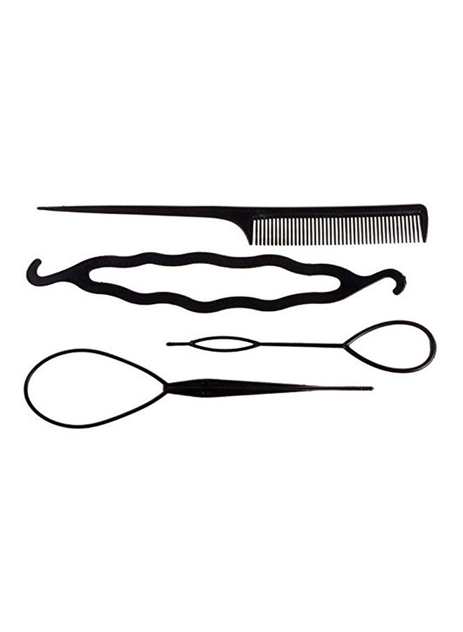 4-Piece Bun Braid Maker Hair Twist Styling Clip Set Black
