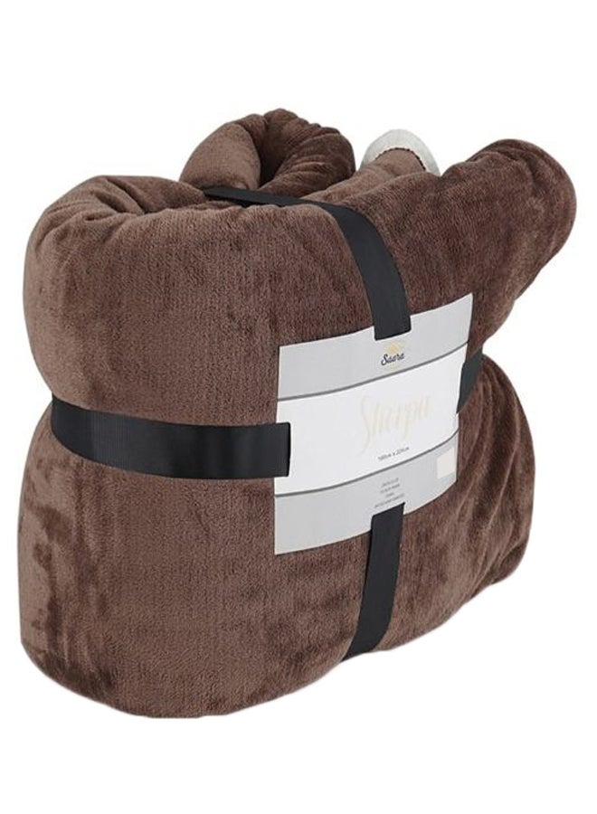 Saara Super Plush Sherpa Blanket Brown 180 x 220cm  - Image 1