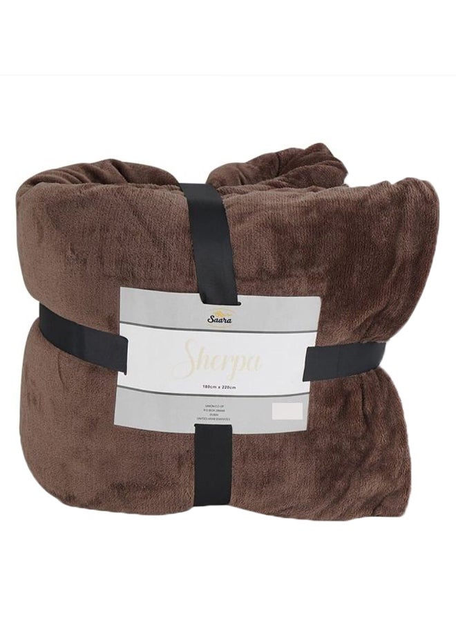 Saara Super Plush Sherpa Blanket Brown 180 x 220cm  - Image 2