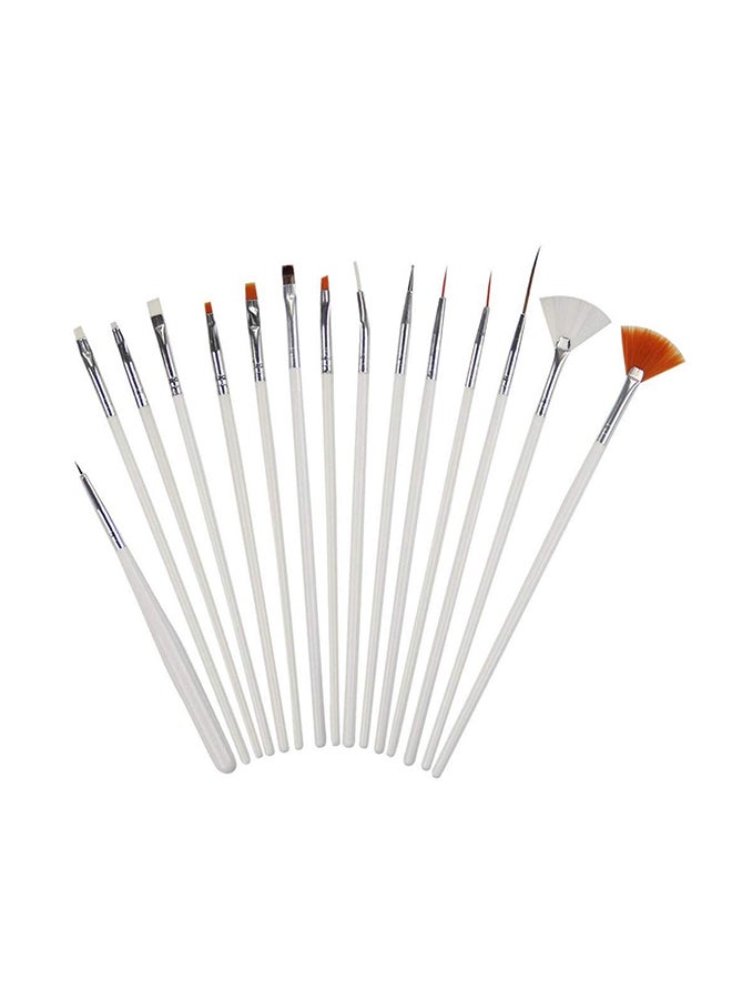 Syga 15-Piece Acrylic Nail Art Brush Set White - Image 1