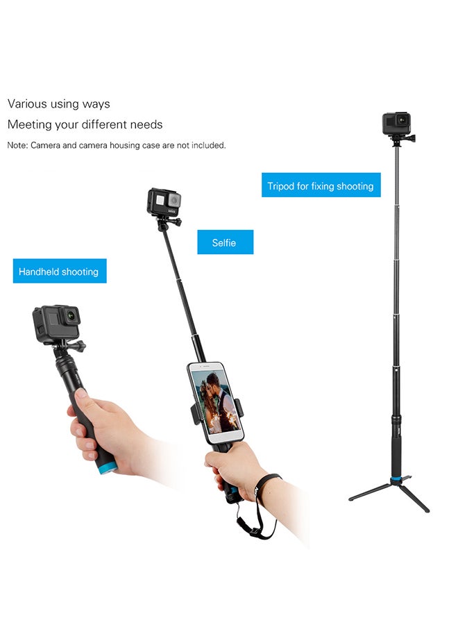 TELESIN - Handheld Extendable Monopod Selfie Stick With Tripod Holder Black - Image 1