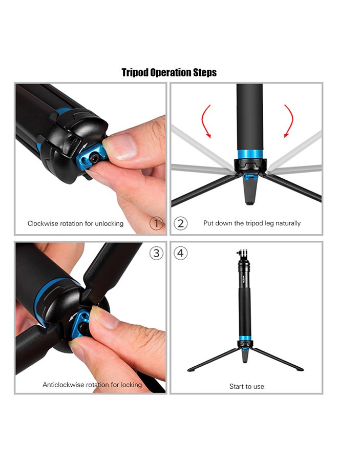 TELESIN - Handheld Extendable Monopod Selfie Stick With Tripod Holder Black - Image 1