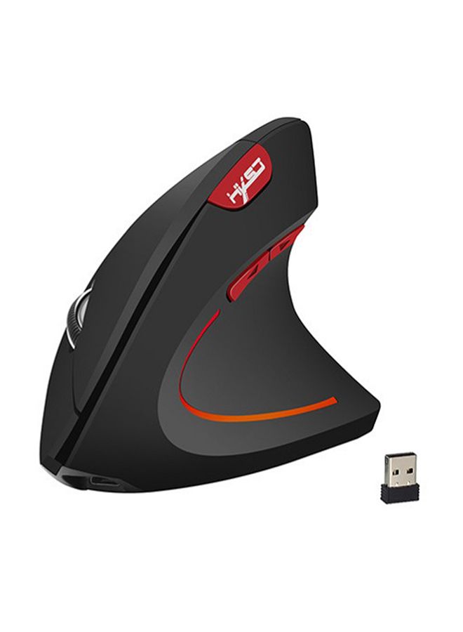 ماوس ضوئي 6D لاسلكي عمودي مع مستقبل بمنفذ USB أسود - Image 1