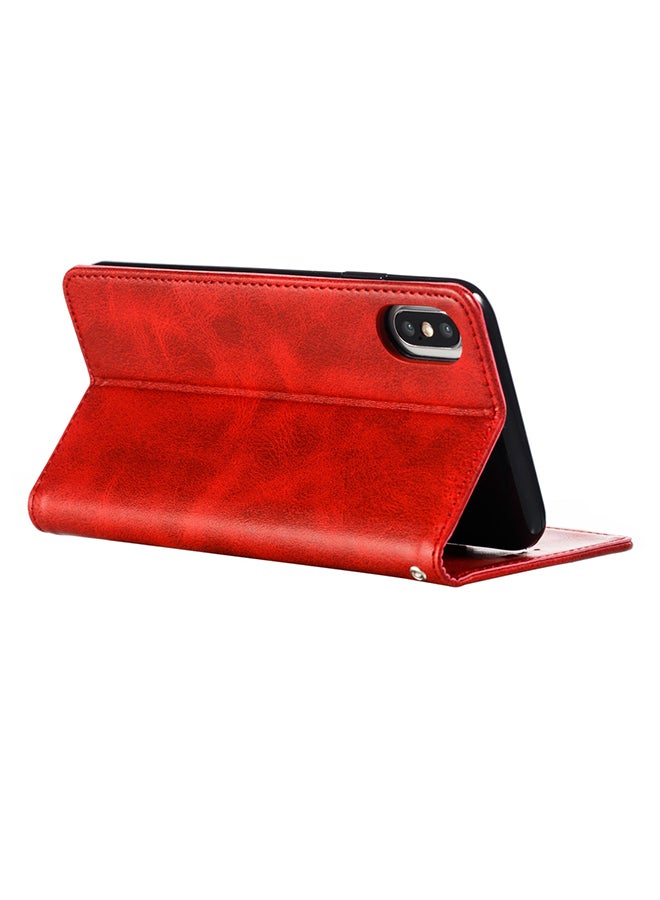 Protective Wallet Cards Case Cover For Apple iPhone X / XS Red - Image 4