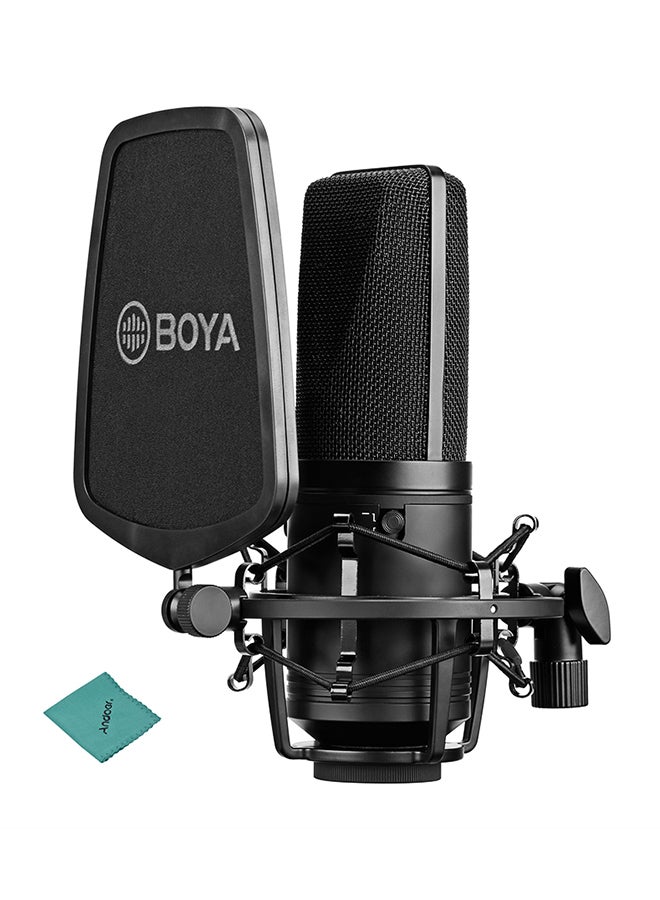 بويا ميكروفون احترافي بفلترين مع كابل مقاوم للصدمات BY-M1000 أسود - Image 1