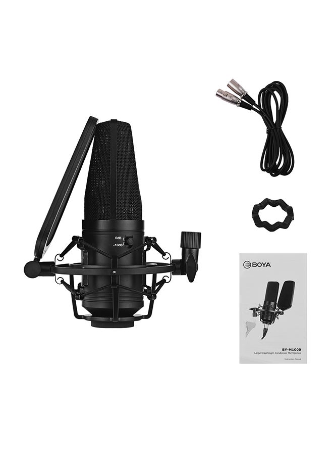 بويا ميكروفون احترافي بفلترين مع كابل مقاوم للصدمات BY-M1000 أسود - Image 2