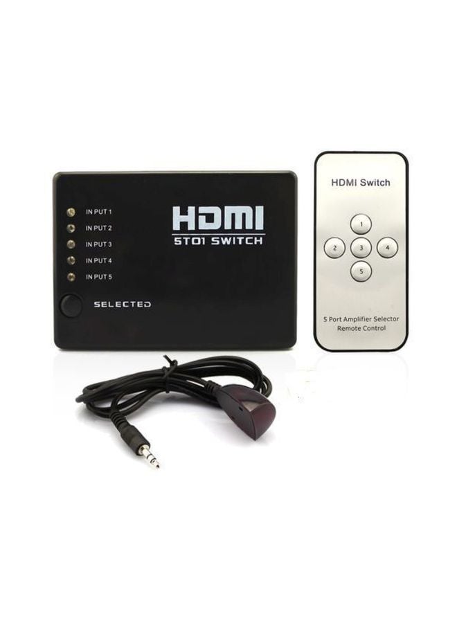 5 Port HDMI Splitter With Remote IR Support Black/Silver - Image 2