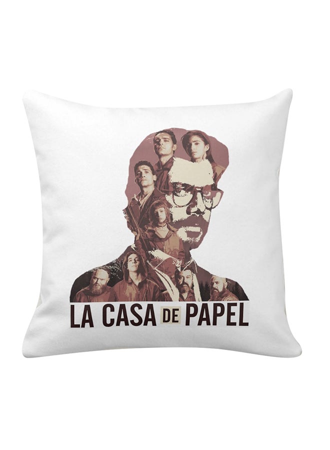 فرست بيس وسادة ديكور للزينة بتصميمٍ من مسلسل La Casa De Papel أبيض/أسود/أحمر 40 x 40سم