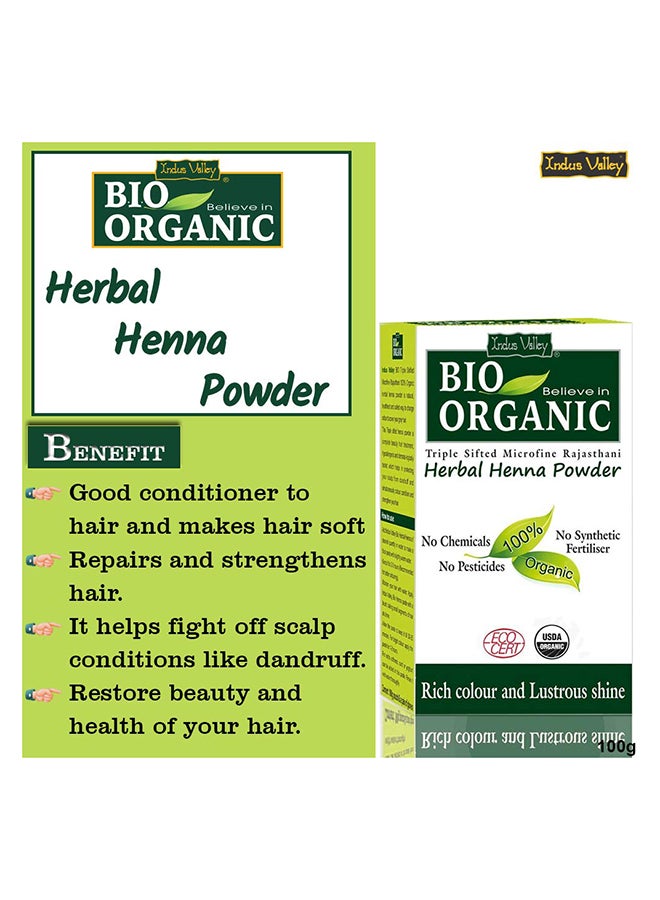Indus Valley Bio Organic Herbal Henna Powder 100grams  - Image 2