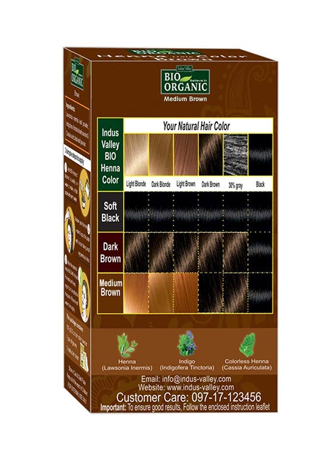 Indus Valley Bio Organic Henna Hair Colour Medium Brown 100grams  - Image 2