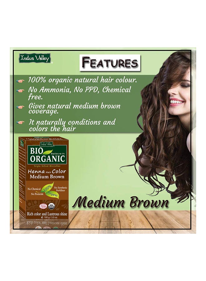 Indus Valley Bio Organic Henna Hair Colour Medium Brown 100grams  - Image 3