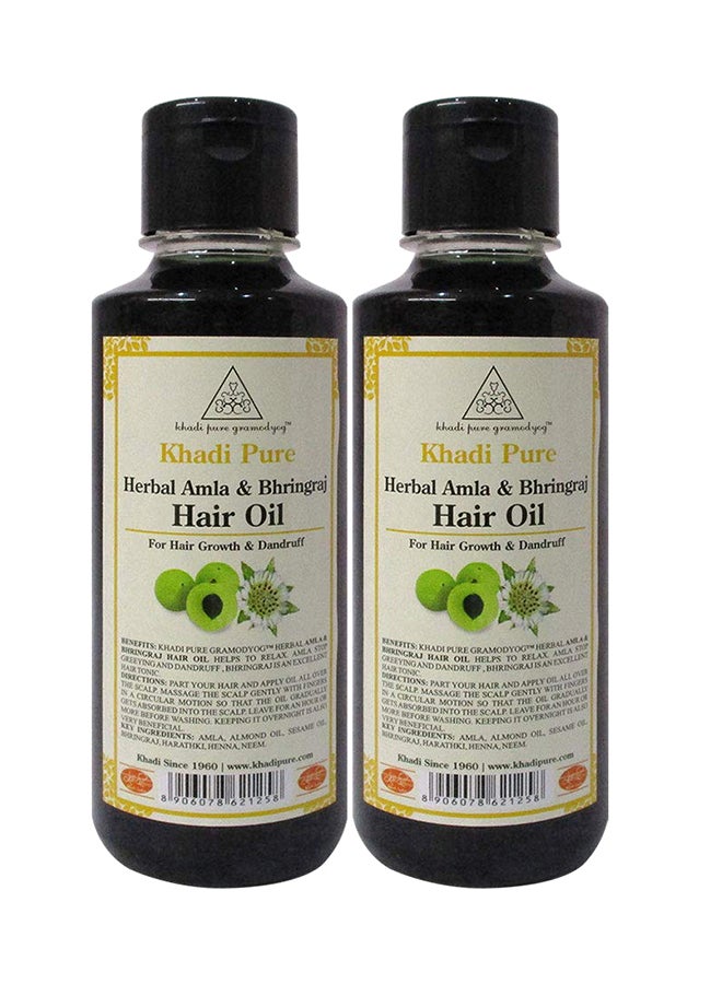 مجموعة زيت شعر نقي وعشبي بالأملا وعشبة المنكسفة المفترشة ومكونة من قطعتين 210ملليلتر