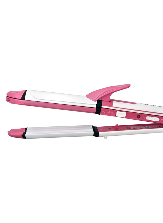 Concepta - 3 In 1 Electric Hair Straightener Curler Styler And Crimper White/Pink - Image 1